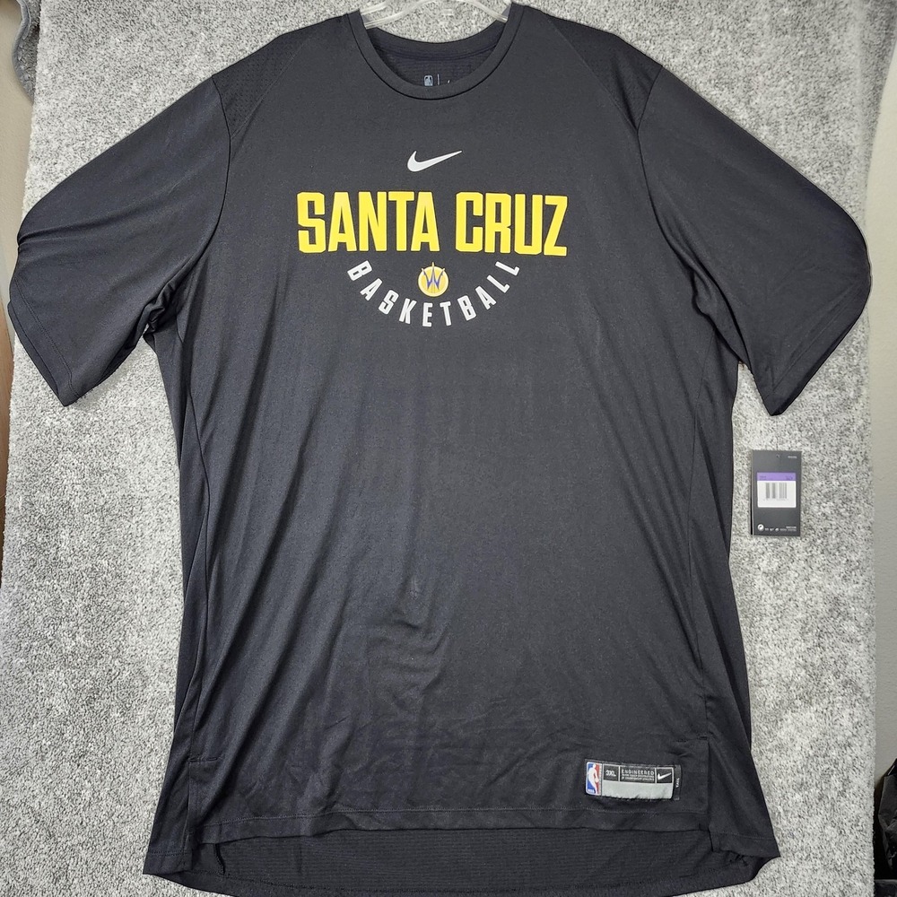 Santa Cruz Warriors Shirt Mens 3XL Tall Black NBA Basketball Nike Dri-FIT
